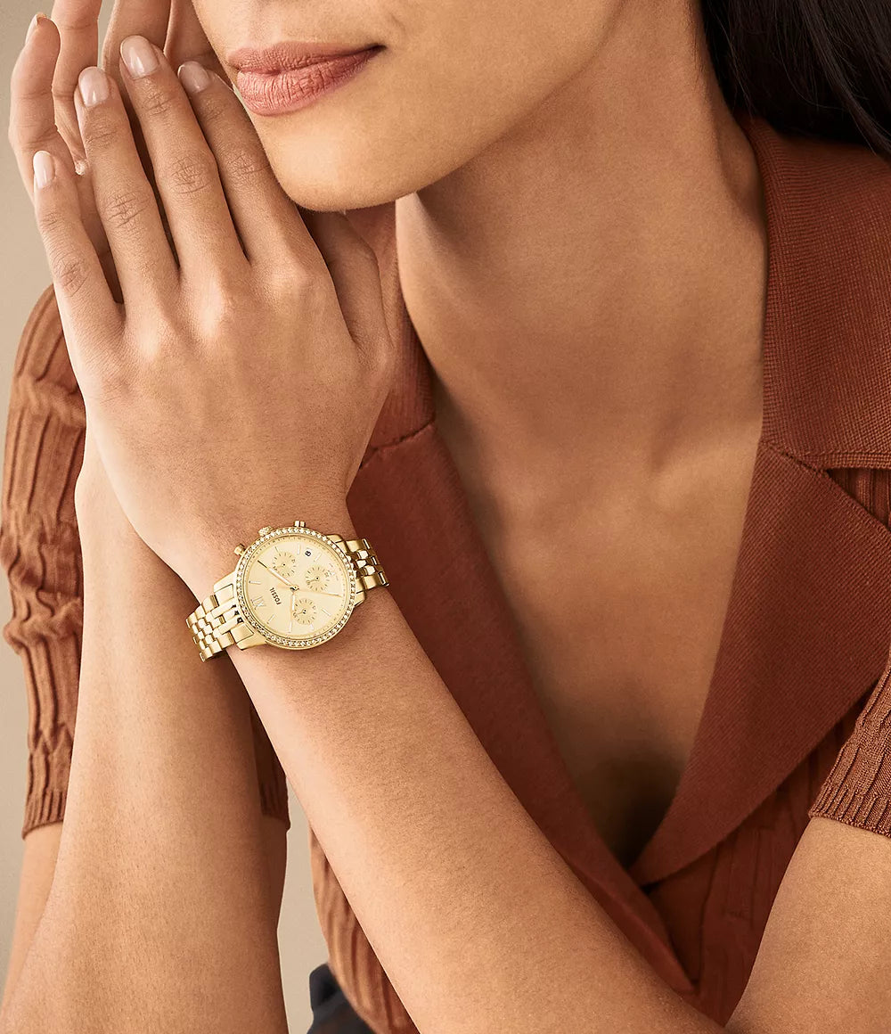Fossil Reloj Neutra de dama pulsera de metal - Vista trasera