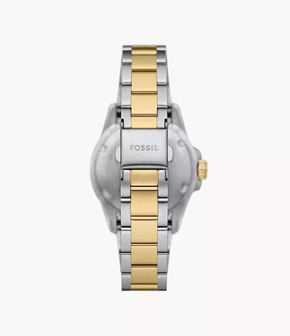 Reloj Fossil Dive Mujer Acero Bicolor Esfera Negra - Detalle de esfera