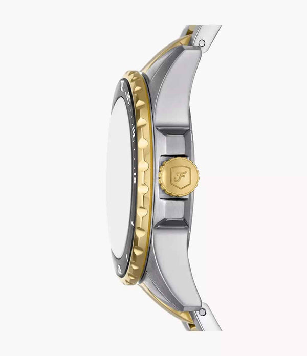 Reloj Fossil Dive Mujer Acero Bicolor Esfera Negra - Vista lateral