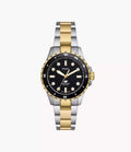 Reloj Fossil Dive Mujer Acero Bicolor Esfera Negra - Reloj original en Guatemala