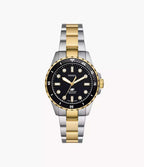 Reloj Fossil Dive Mujer Acero Bicolor Esfera Negra - Reloj original en Guatemala