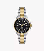 ES5349 Reloj Fossil Dive Mujer Acero Bicolor Esfera Negra
