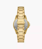 Reloj Fossil Dive Mujer Acero Inoxidable Dorado - Detalle de esfera