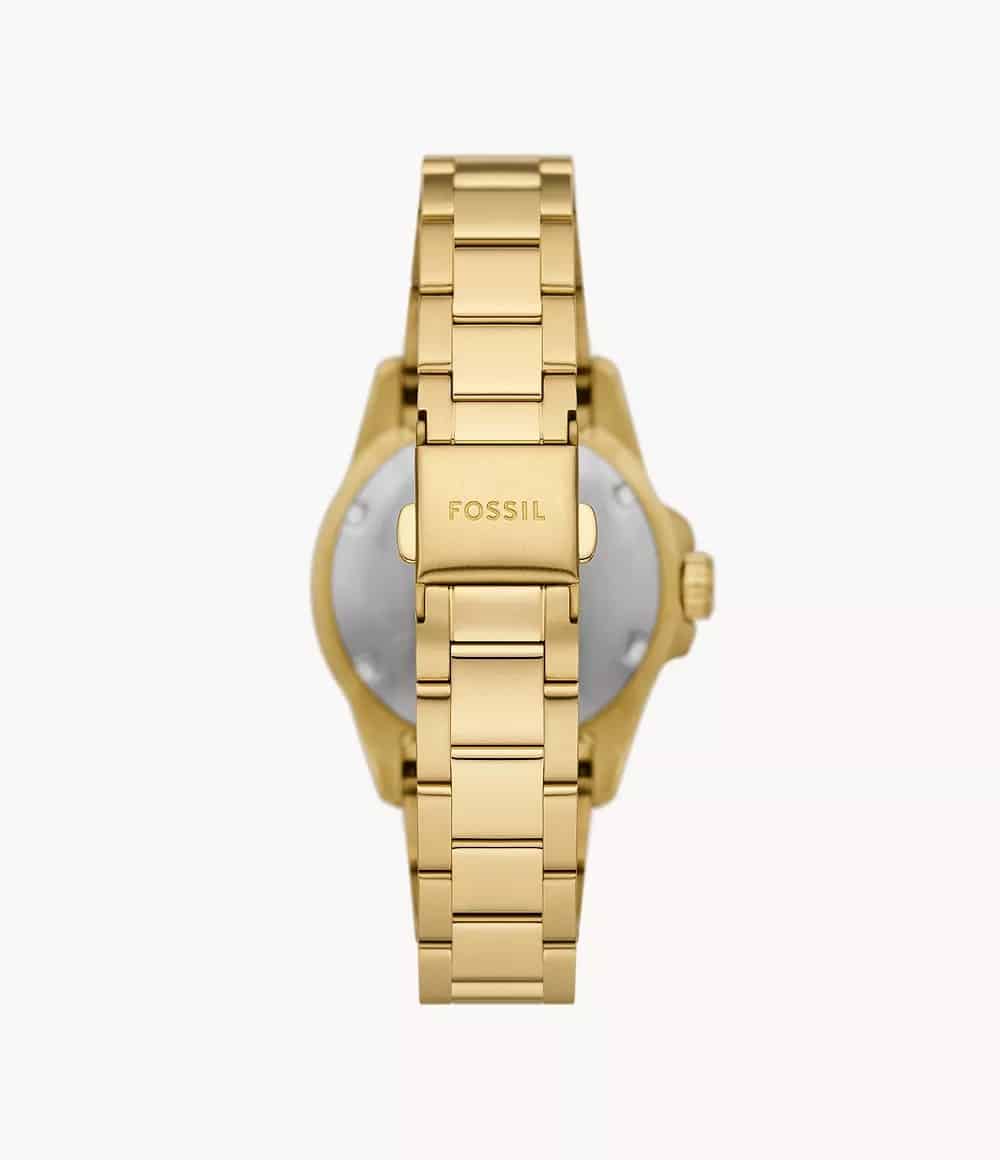 Reloj Fossil Dive Mujer Acero Inoxidable Dorado - Detalle de esfera