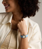 Reloj Fossil Harlow Mujer Correa Piel Azul Cielo - Vista trasera