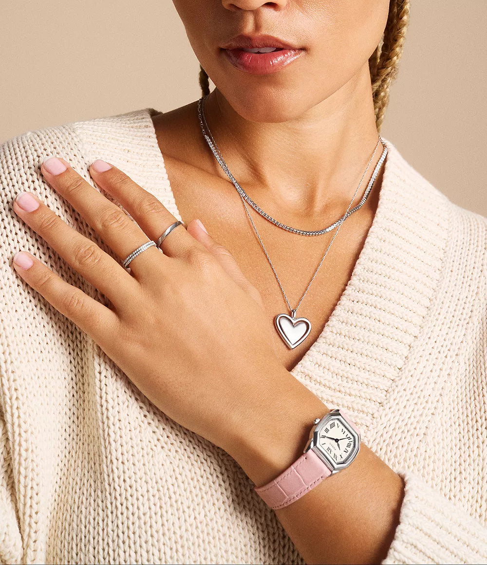 Reloj Fossil Harlow Mujer Correa Cuero Rosado - Vista trasera