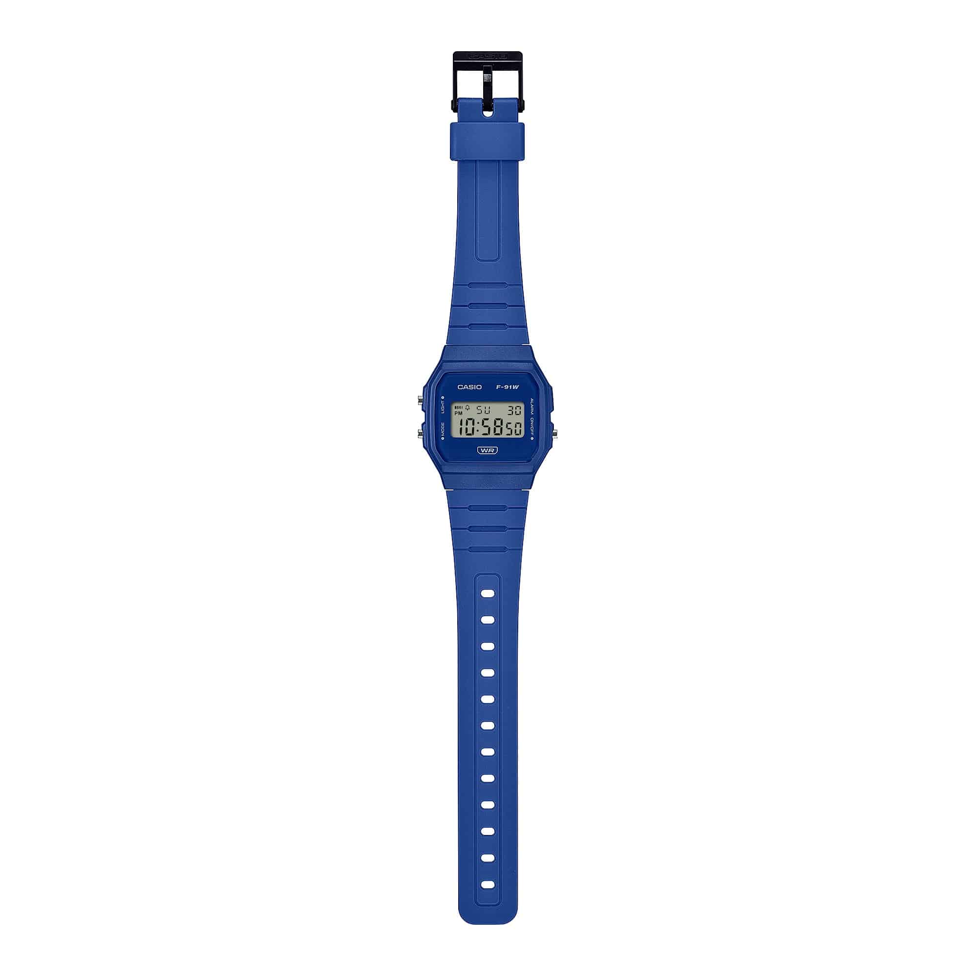 F-91WB Reloj Casio F-91W Unisex Resina Azul - Vista lateral