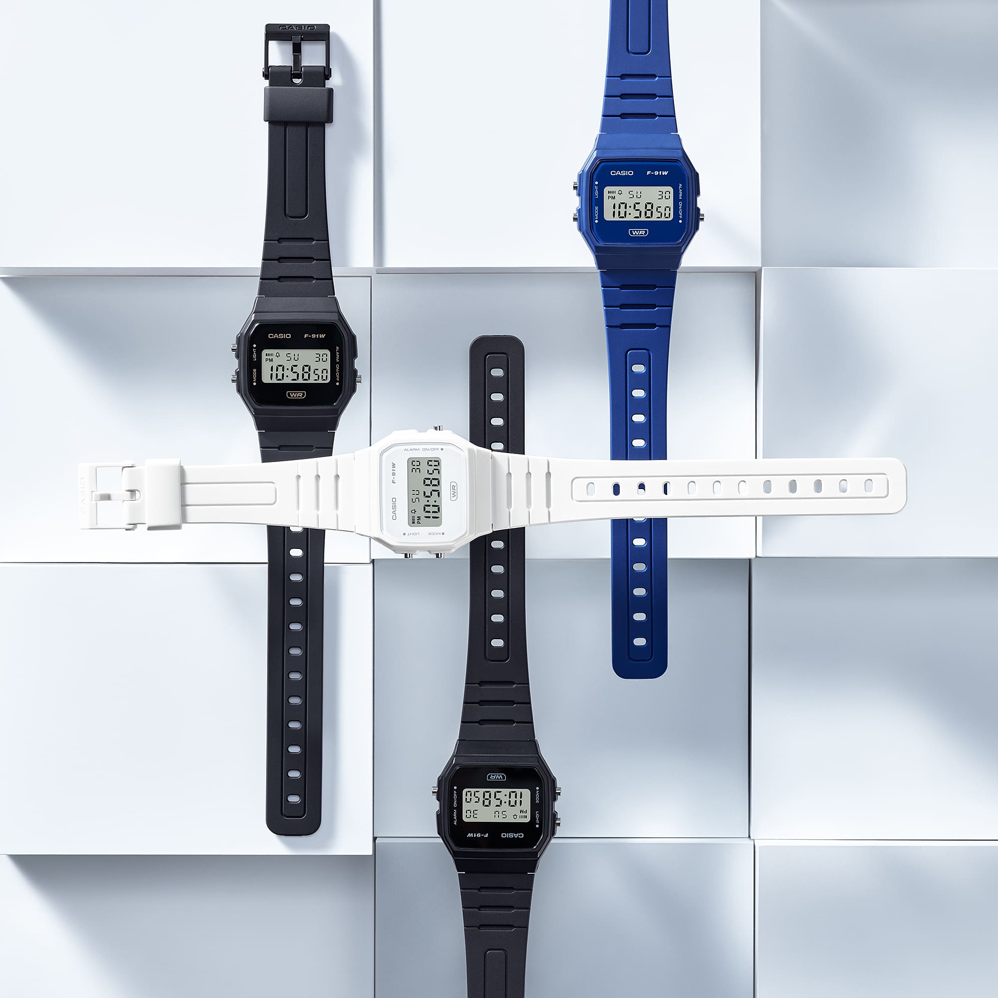 F-91WB Reloj Casio F-91W Unisex Resina Azul - Detalle de esfera