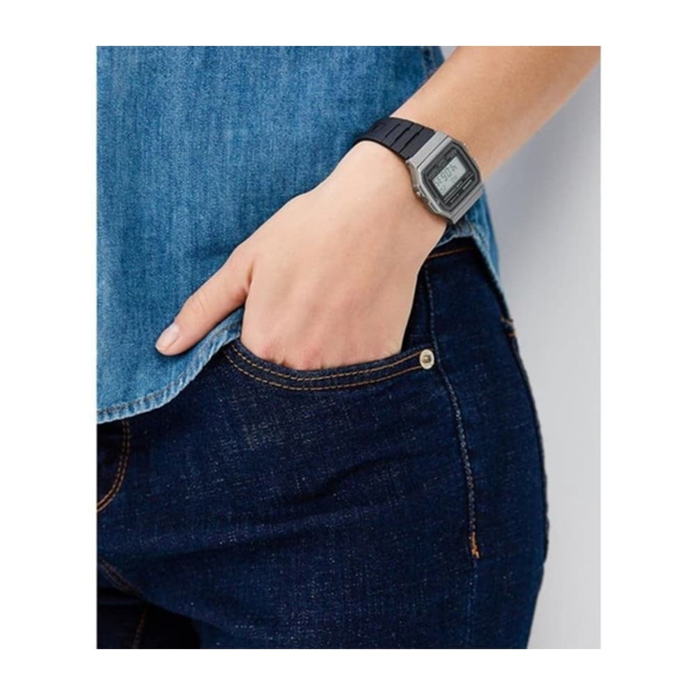 F-91WM Reloj Casio F-91W Hombre Correa de Resina Negra - Vista lateral