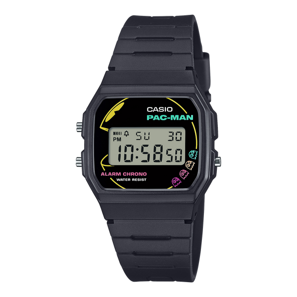 F-91WPC-1A Reloj Casio Pac-Man Unisex Correa Resina Negro - Reloj original en Guatemala