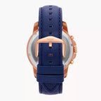 Reloj Fossil Grant Hombre Oro Rosa Piel Azul - Detalle de esfera