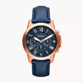 Reloj Fossil Grant Hombre Oro Rosa Piel Azul - Reloj original en Guatemala
