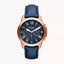 FS4835 Reloj Fossil Grant Hombre Oro Rosa Piel Azul