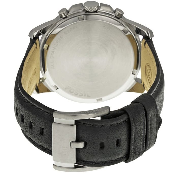 Reloj Fossil Grant Hombre Correa Cuero Negro Azul - Vista trasera