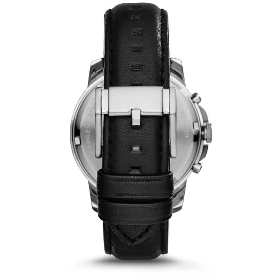 Reloj Fossil Grant Hombre Correa Cuero Negro Azul - Detalle de esfera