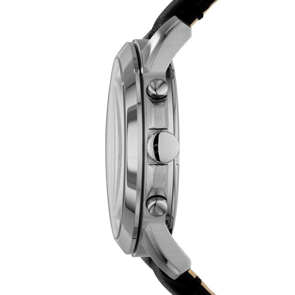Reloj Fossil Grant Hombre Correa Cuero Negro Azul - Vista lateral
