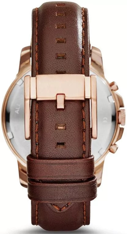 Reloj Fossil Grant Hombre Correa Cuero Marrón - Vista lateral