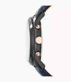Reloj Fossil Grant Hombre Correa Cuero Azul Marino - Vista lateral