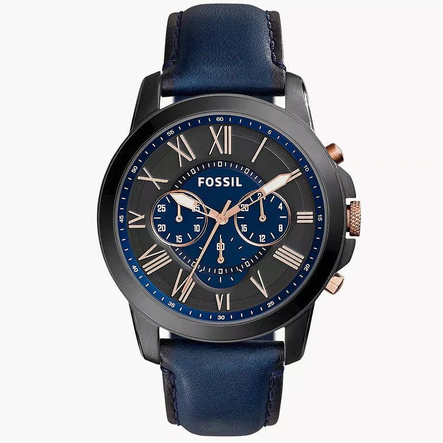 Reloj Fossil Grant Hombre Correa Cuero Azul Marino - Reloj original en Guatemala