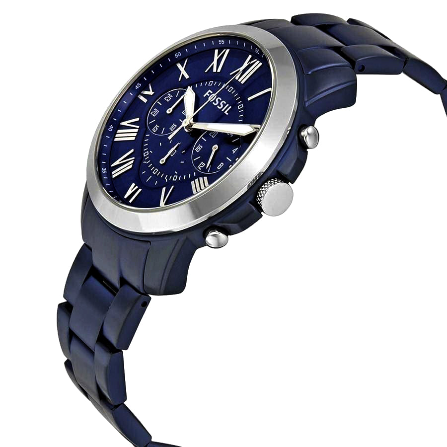 Reloj Fossil Grant Hombre Pulsera Metal Azul - Detalle de esfera