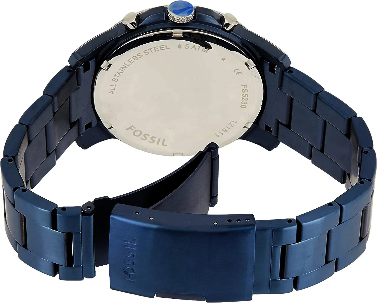 Reloj Fossil Grant Hombre Pulsera Metal Azul - Vista lateral