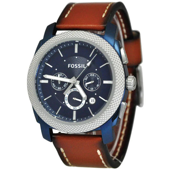 Reloj Fossil Machine Hombre Correa Cuero Marrón - Detalle de esfera