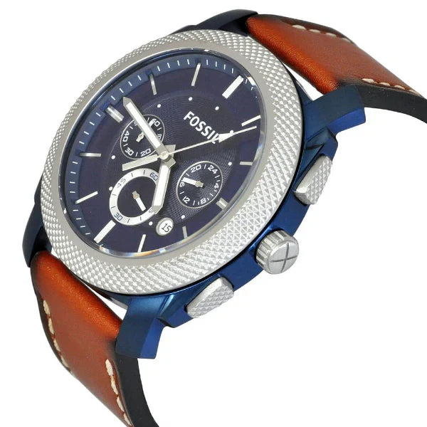 Reloj Fossil Machine Hombre Correa Cuero Marrón - Vista lateral