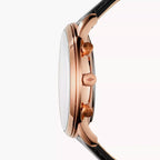 Reloj Fossil Neutra Hombre Cuero Negro Oro Rosa - Vista lateral