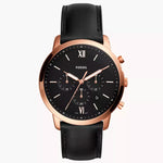 FS5381 Reloj Fossil Neutra Hombre Cuero Negro Oro Rosa