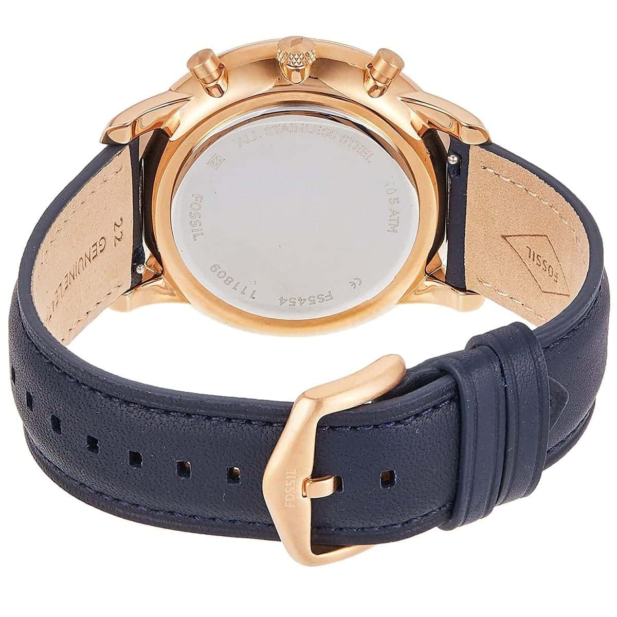 Reloj Fossil Neutra Cronógrafo Hombre Correa Piel Azul - Detalle de esfera