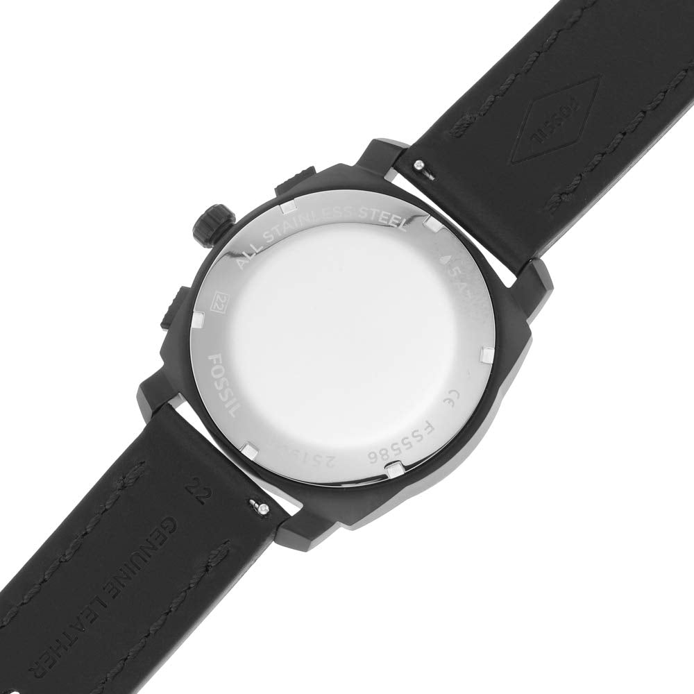 Reloj Fossil Machine Hombre Cuero Negro Marrón - Vista trasera