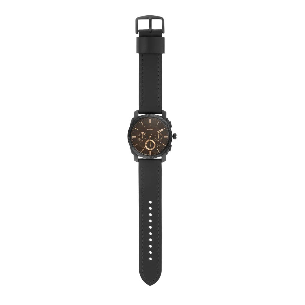 Reloj Fossil Machine Hombre Cuero Negro Marrón - Detalle de esfera