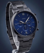 Reloj Fossil Neutra Hombre Acero Negro Esfera Azul - Vista trasera
