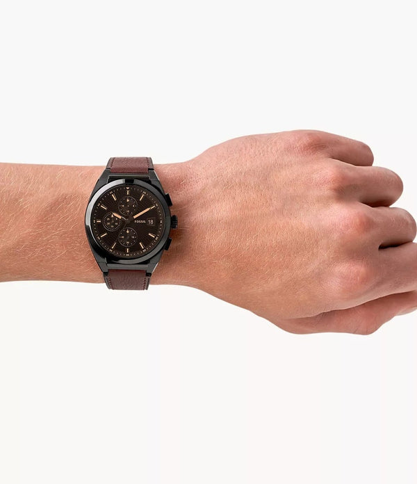 Reloj Fossil Everett Hombre Correa Cuero Marrón - Vista lateral