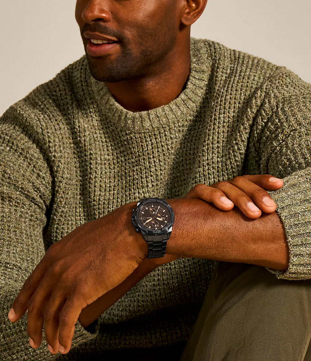 Reloj Fossil Bronson Hombre Acero Negro Marrón - Vista trasera