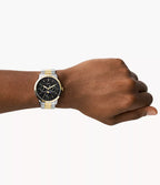 Reloj Fossil Moonphase Hombre Acero Bicolor Negro - Vista trasera
