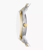 Reloj Fossil Moonphase Hombre Acero Bicolor Negro - Vista lateral