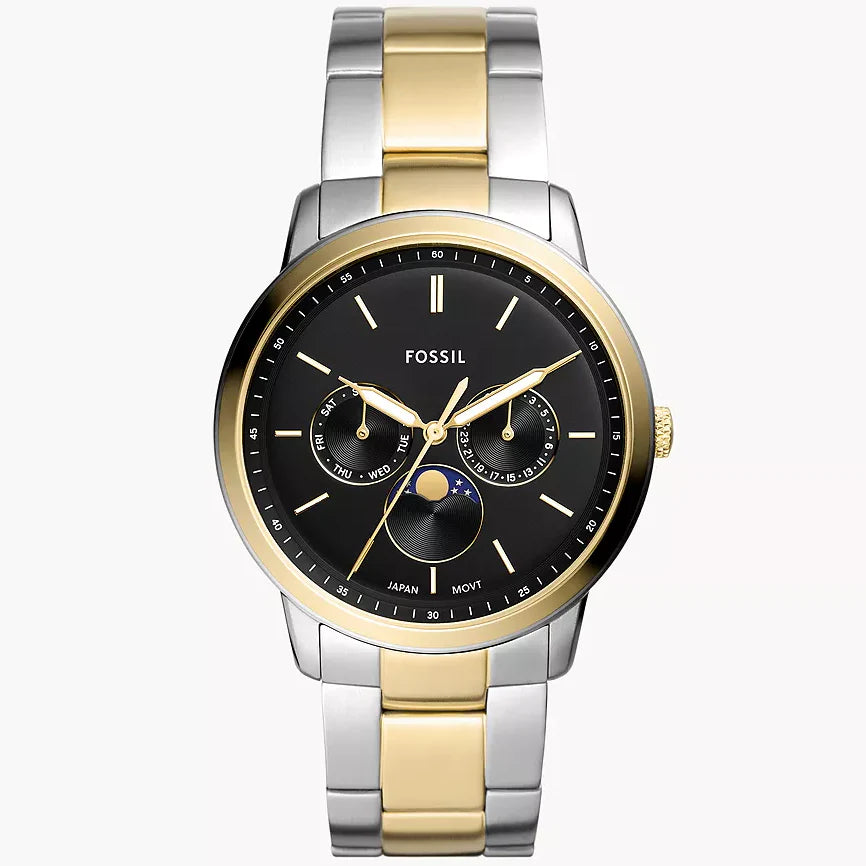 Reloj Fossil Moonphase Hombre Acero Bicolor Negro - Reloj original en Guatemala