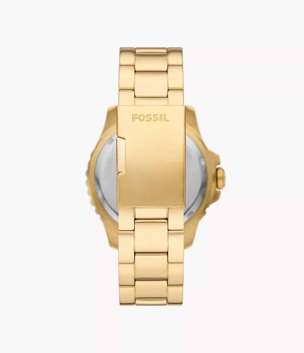 Reloj Fossil GMT Hombre Acero Dorado - Vista trasera