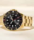 Reloj Fossil GMT Hombre Acero Dorado - Vista lateral