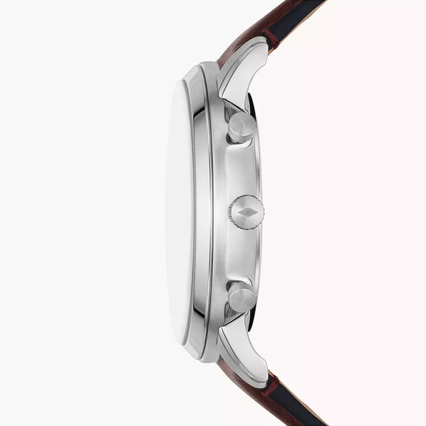 Reloj Fossil Neutra Hombre Correa Cuero Marrón Esfera - Vista lateral
