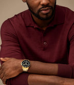 Reloj Fossil Dive Hombre Acero Dorado Esfera Negra - Detalle de esfera