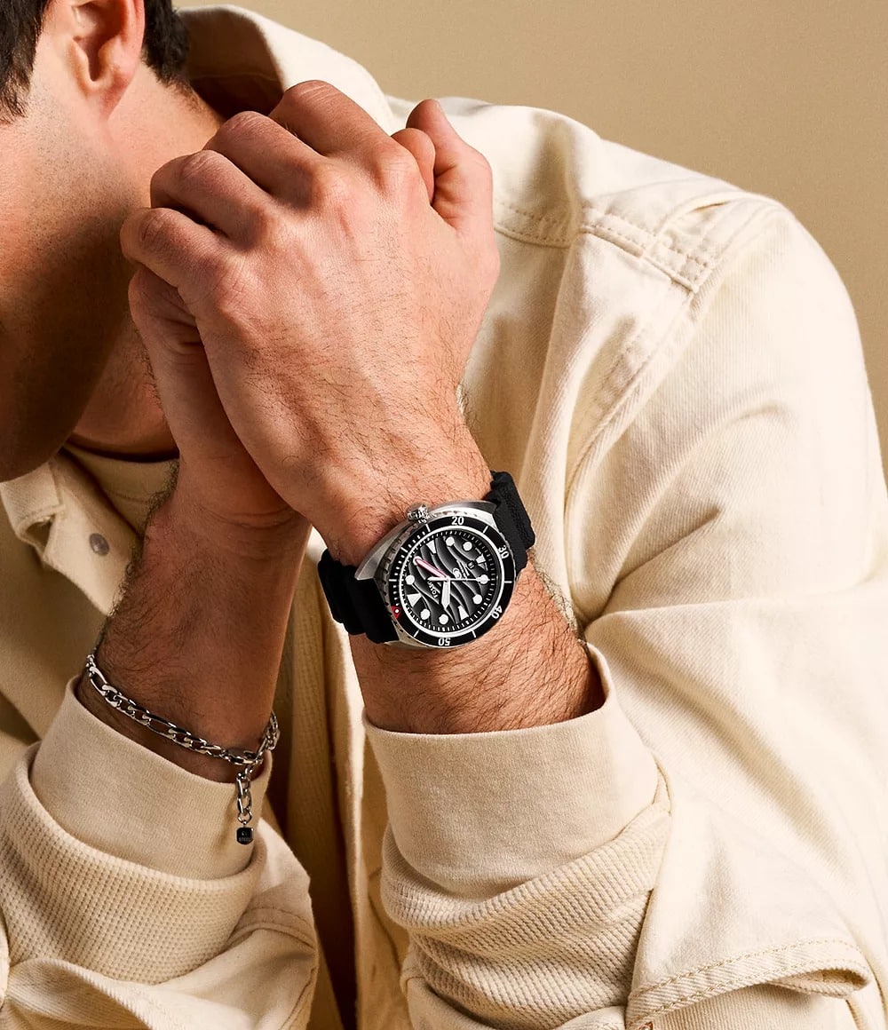Reloj Fossil Breaker Hombre Correa de Resina Negro - Detalle de esfera