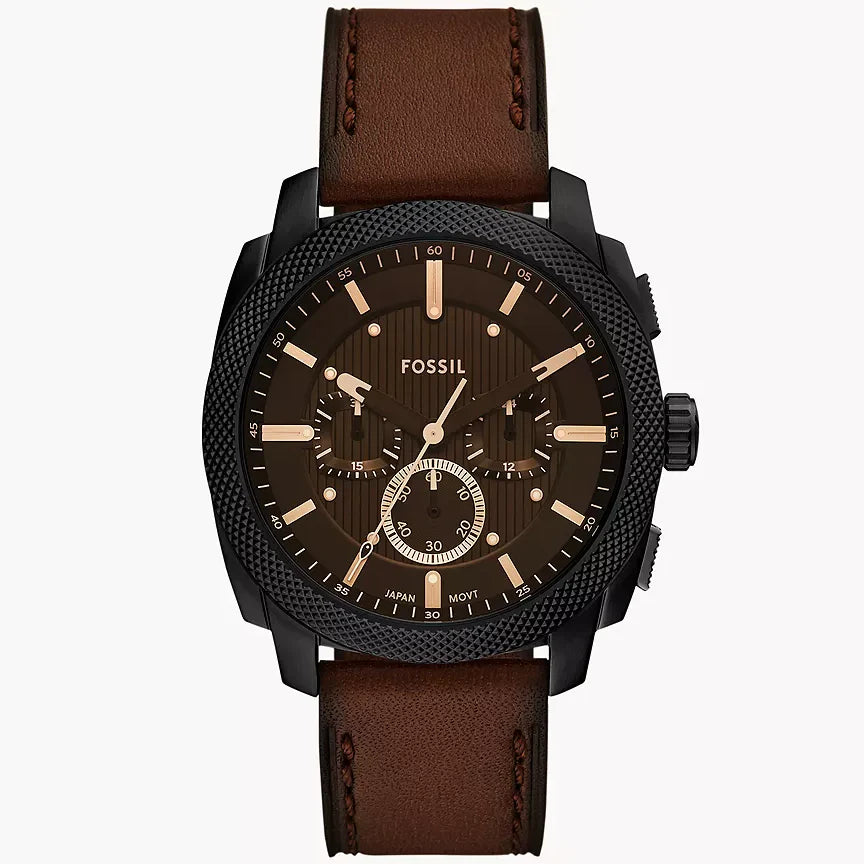 FS6101 Reloj Machine de caballero pulsera de cuero 44 mm