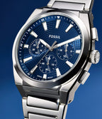 Fossil Reloj Everett de caballero correa de metal 44mm - Vista trasera
