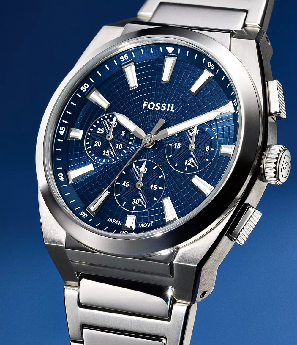 Fossil Reloj Everett de caballero correa de metal 44mm - Vista trasera