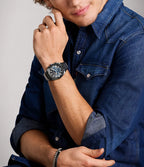 Fossil Reloj Everett Smoke de hombre banda de metal 44 mm - Vista trasera