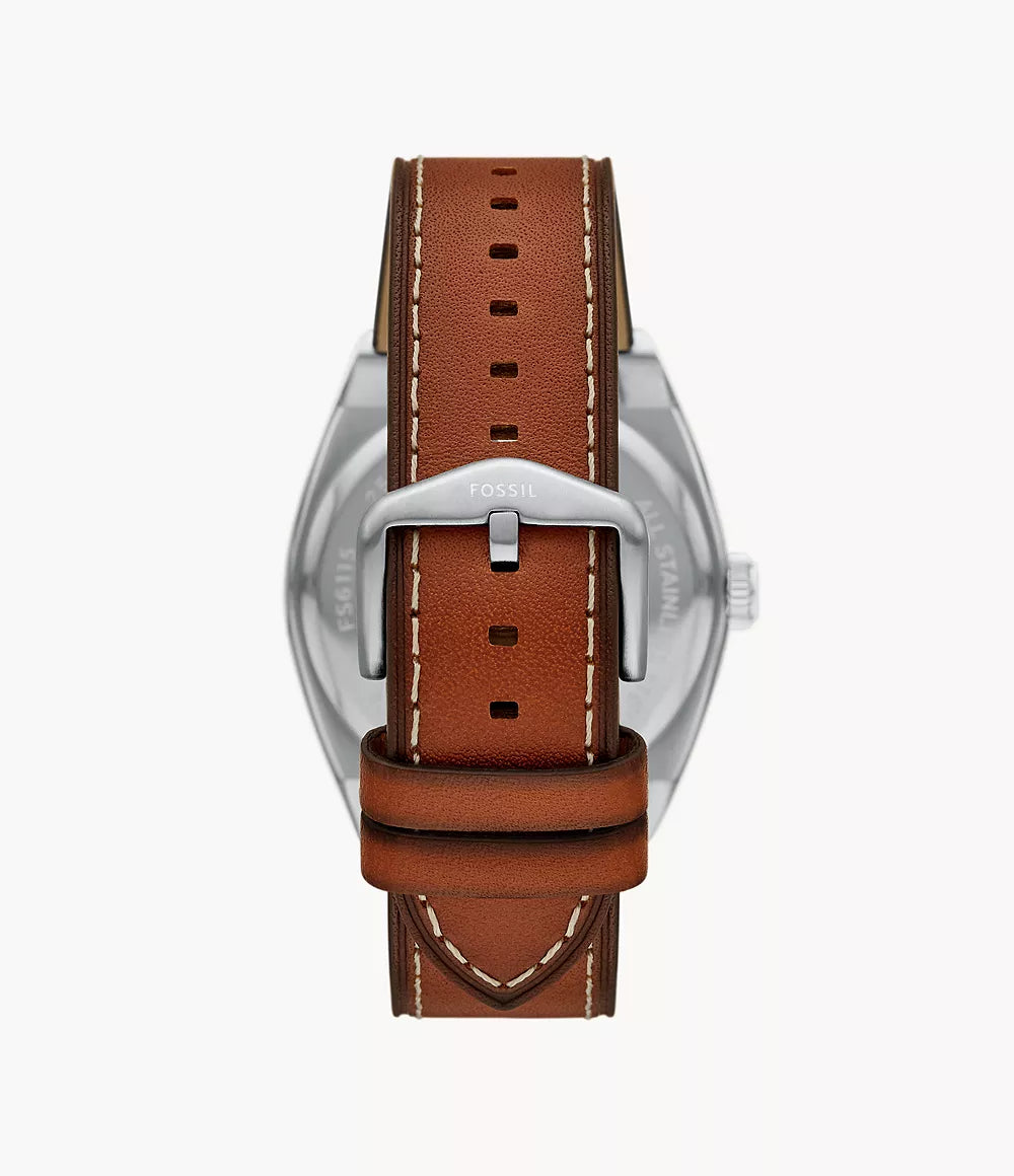 Reloj Fossil Everett Hombre Cuero Marrón Esfera - Vista trasera