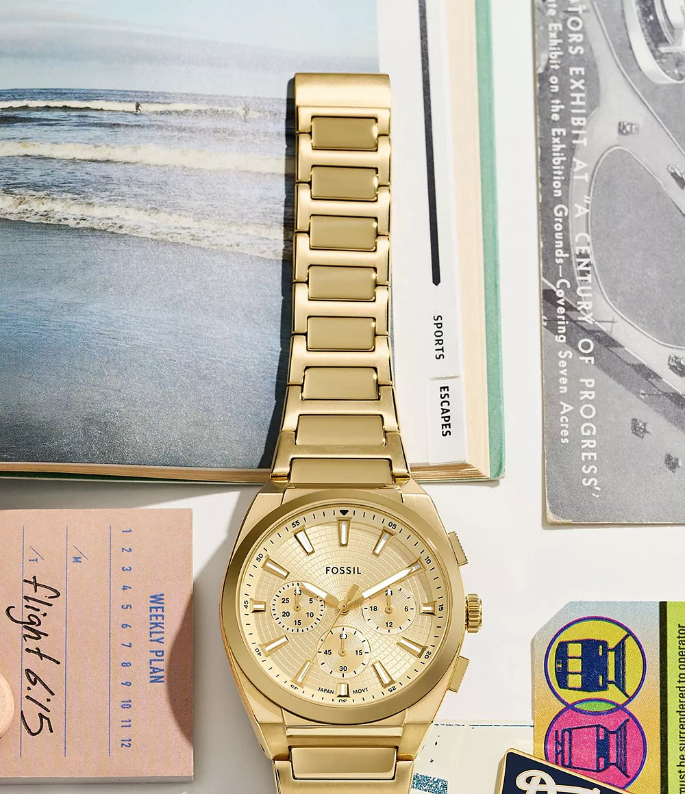 Fossil Reloj Everett de hombre pulsera de metal 44 mm - Detalle de esfera