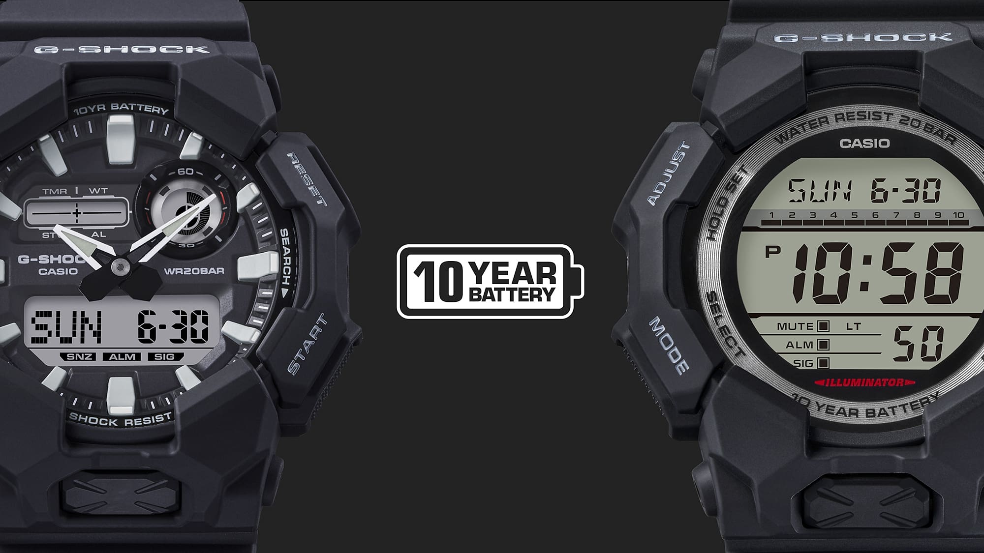 GA-010-1A1 Reloj G-Shock Hombre Resina Negro - Vista trasera